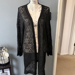 Beautiful SHEIN 2XL Black Open Knit Cardigan